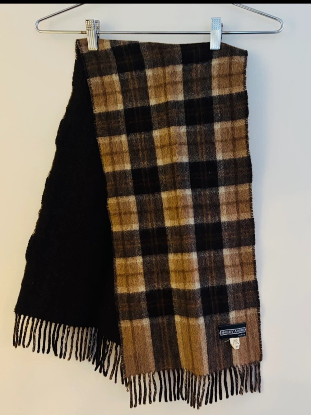 *New* Hardy Amies Brown Plaid Men's Scarf